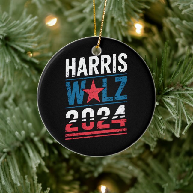 Harris Waltz 2024 Election Kamala Harris Tim Waltz Ceramic Tree Decoration (Tree)