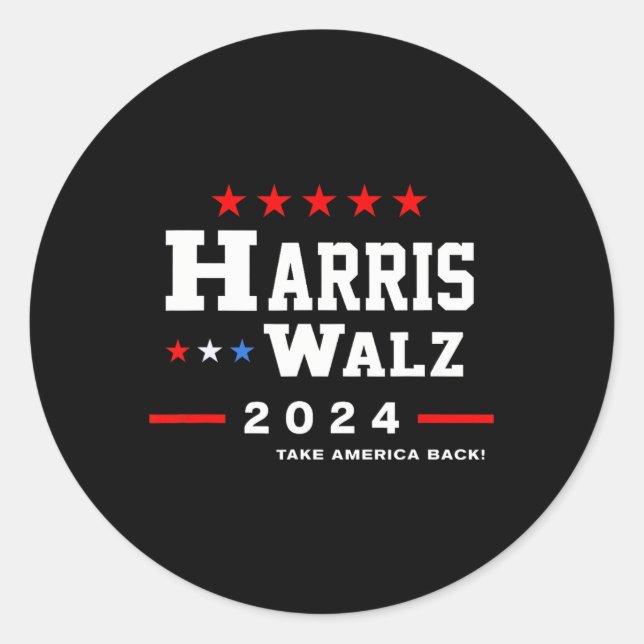Harris Waltz 2024 Election Kamala Harris Tim Waltz Classic Round Sticker (Front)