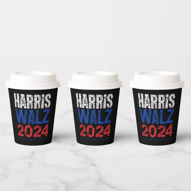 Harris Waltz 2024 Election Kamala Harris Tim Waltz Paper Cups (Multi)
