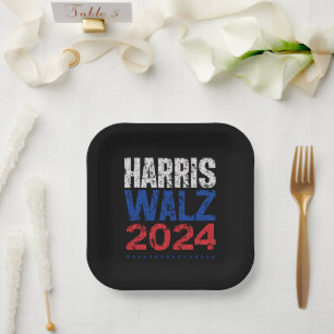 Harris Waltz 2024 Election Kamala Harris Tim Waltz Paper Plate