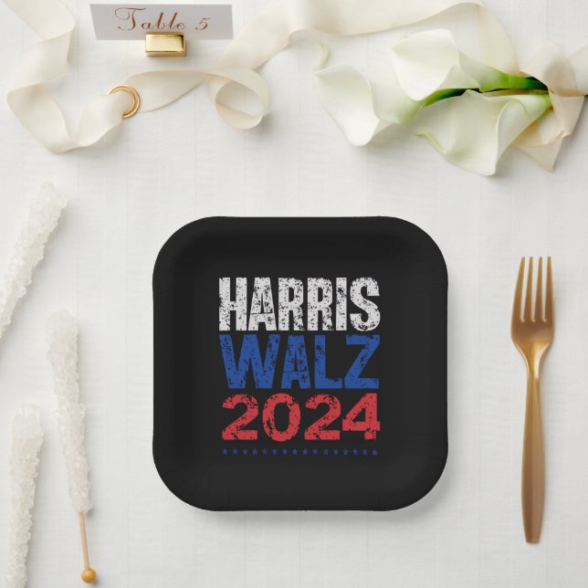 Harris Waltz 2024 Election Kamala Harris Tim Waltz Paper Plate (Wedding)