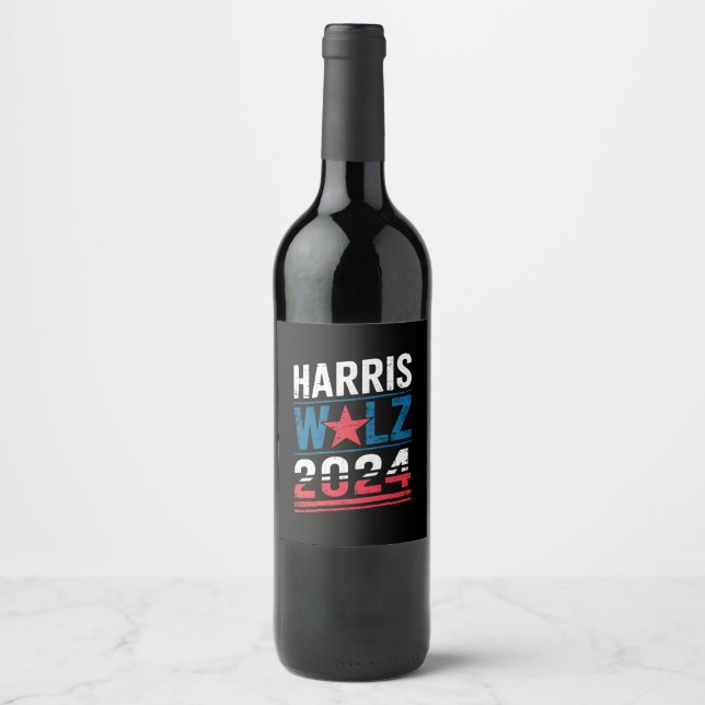 Harris Waltz 2024 Election Kamala Harris Tim Waltz Wine Label (Front)