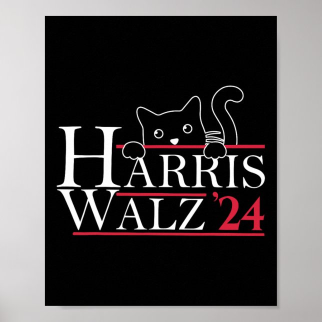 Harris Waltz 2024 Funny Cat Lady Kamala Harris Tim Poster (Front)