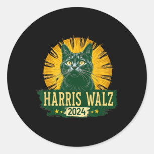 Harris Waltz 2024 Humour Cat Election Kamala Harri Classic Round Sticker