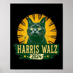 Harris Waltz 2024 Humour Cat Election Kamala Harri Poster