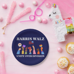 Harris Waltz 2024 Unity Over Division Paper Plate