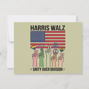 Harris Waltz 2024 Unity Over Division Postcard