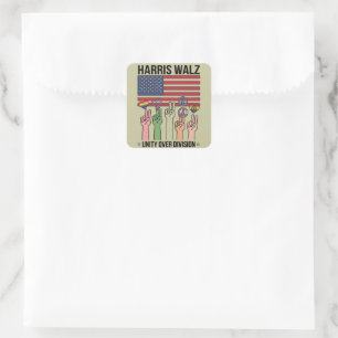 Harris Waltz 2024 Unity Over Division Square Sticker