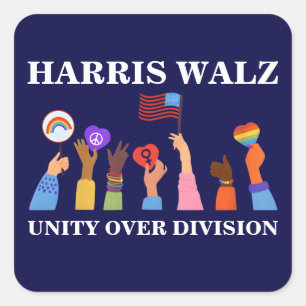 Harris Waltz 2024 Unity Over Division Square Sticker