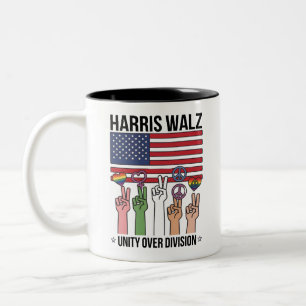Harris Waltz 2024 Unity Over Division Two-Tone Coffee Mug