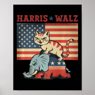 Harris Waltz 2024 Vp President Election Funny Cat Poster