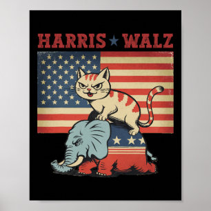 Harris Waltz 2024 Vp President Election Funny Cat Poster