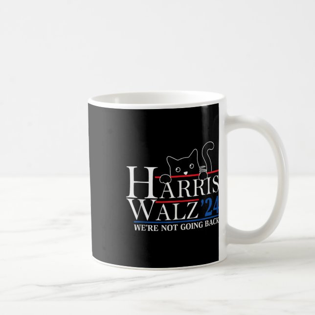 Harris Waltz 2024 We're Not Going Back Funny Cat L Coffee Mug (Right)