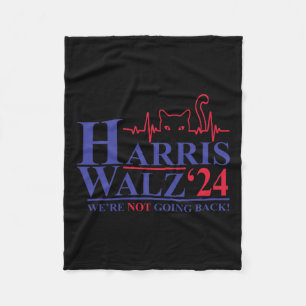 Harris Waltz 2024 We're Not Going Back Funny Cat L Fleece Blanket