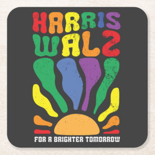 Harris Waltz for a Brighter Tomorrow Kamala LGBT Square Paper Coaster