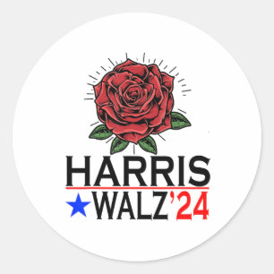 Harris Waltz Vote Kamala Flower 2024 Classic Round Sticker