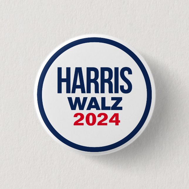 HARRIS WALZ 2024 3 CM ROUND BADGE (Front)