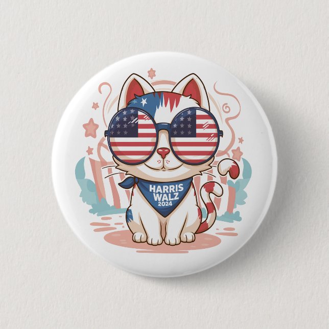 HARRIS WALZ 2024 6 CM ROUND BADGE (Front)