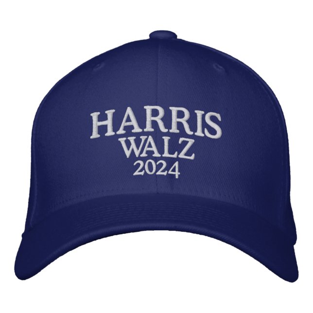 Harris Walz 2024 Blue Embroidered Hat (Front)