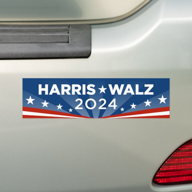 Harris Walz 2024 Bumper Sticker (On Car)