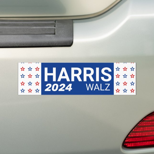 Harris Walz 2024 Bumper Sticker (On Car)