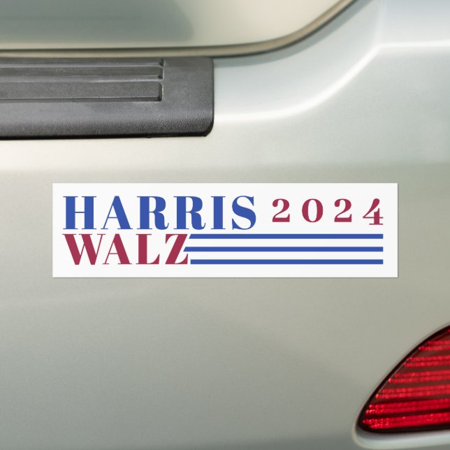 Harris Walz 2024 Bumper Sticker (On Car)