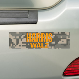 Harris Walz 2024 Camo Bumper Sticker