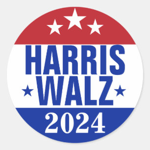 Harris Walz 2024 Campaign Red Blue Classic Round Sticker