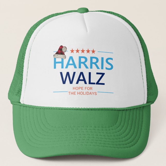 Harris Walz 2024 Christmas Hope for the Holidays Trucker Hat (Front)