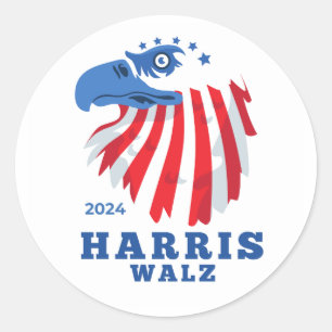 Harris Walz 2024 Democrat Party Election Classic Round Sticker