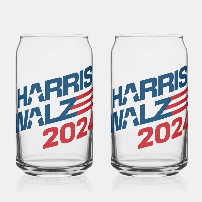 Harris Walz 2024 Election Can Glass (Front)