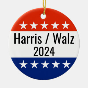 Harris Walz 2024 Election Ceramic Tree Decoration
