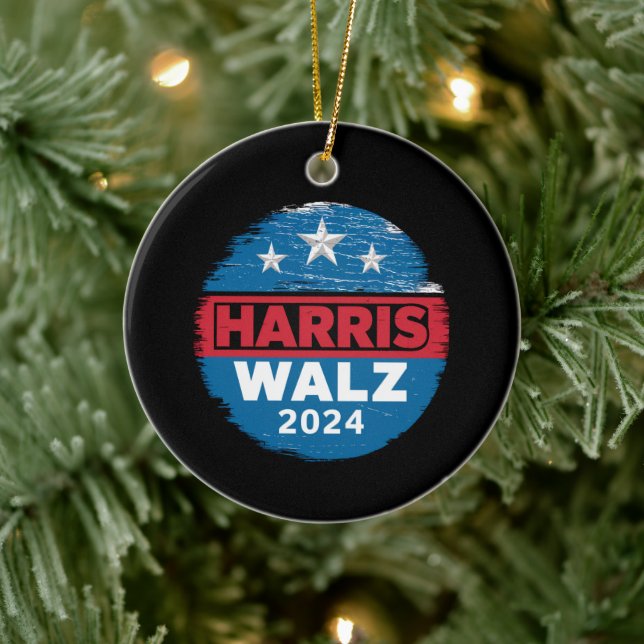 Harris Walz 2024 Election Kamala Harris Tim Waltz  Ceramic Tree Decoration (Tree)