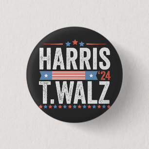 Harris Walz 2024 Election Kamala Tim Waltz 3 Cm Round Badge