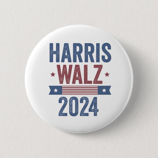 Harris Walz 2024 Election Kamala Tim Waltz America 6 Cm Round Badge (Front)