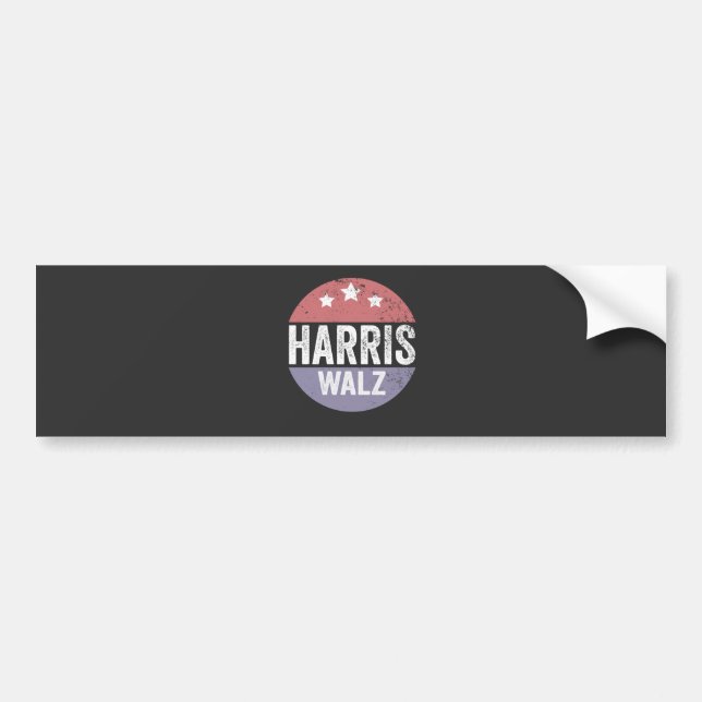 Harris Walz 2024 Election Kamala Tim Waltz America Bumper Sticker (Front)