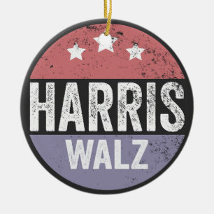 Harris Walz 2024 Election Kamala Tim Waltz America Ceramic Tree Decoration