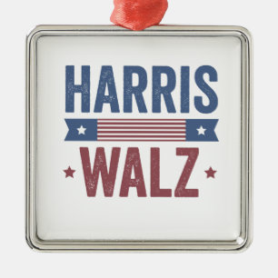 Harris Walz 2024 Election Kamala Tim Waltz America Metal Tree Decoration