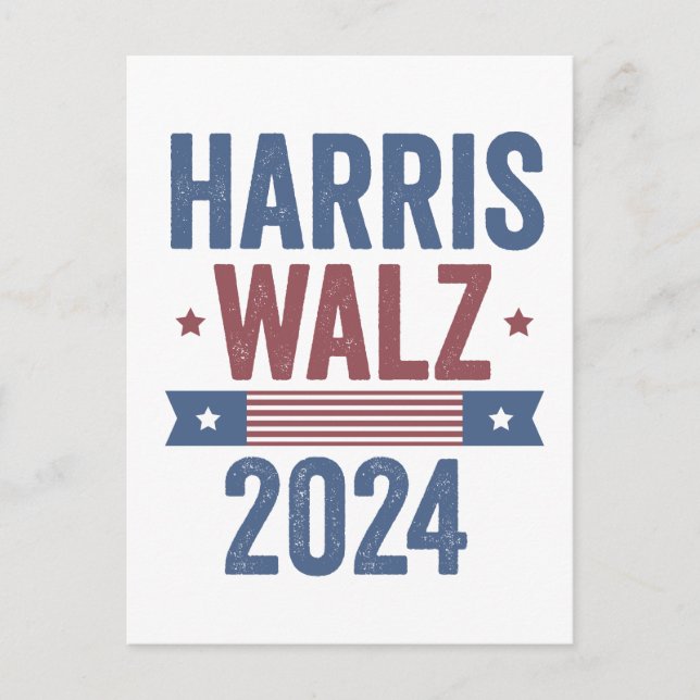 Harris Walz 2024 Election Kamala Tim Waltz America Postcard (Front)