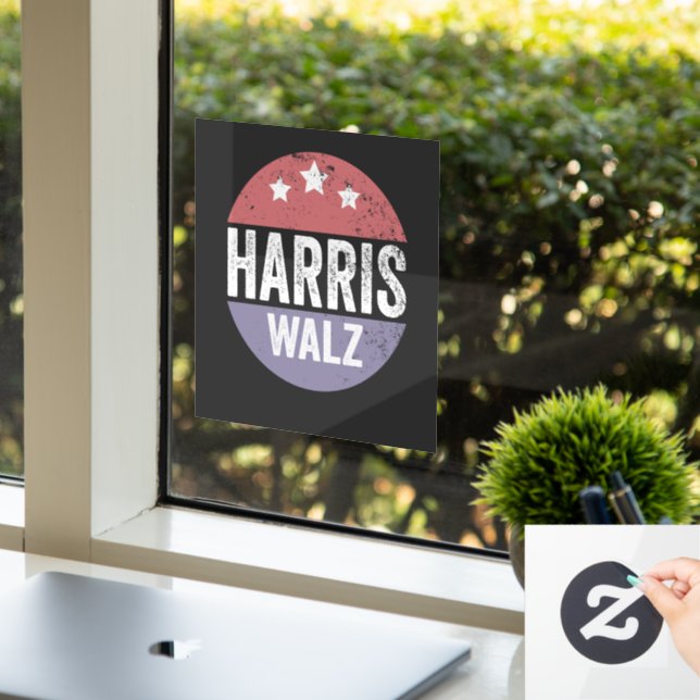 Harris Walz 2024 Election Kamala Tim Waltz America Window Cling (Office)