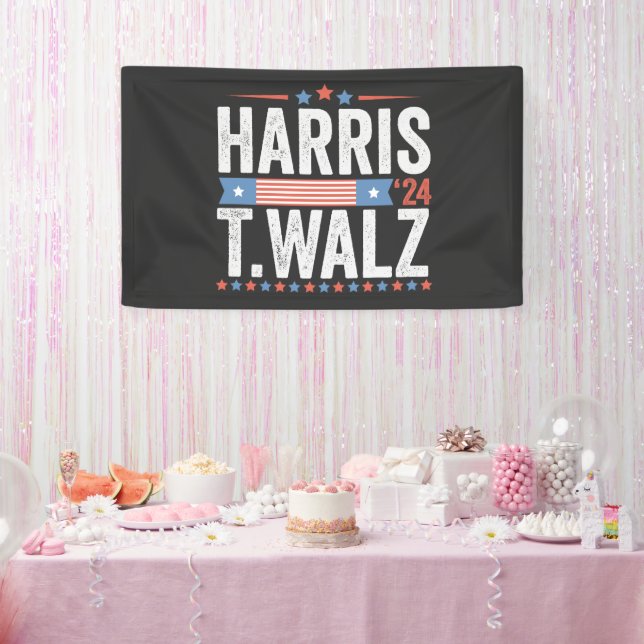 Harris Walz 2024 Election Kamala Tim Waltz Banner (Party)