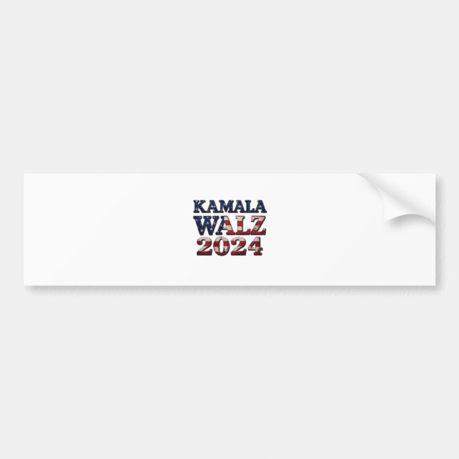Harris Walz 2024 Election Kamala Tim Waltz  Bumper Sticker (Front)