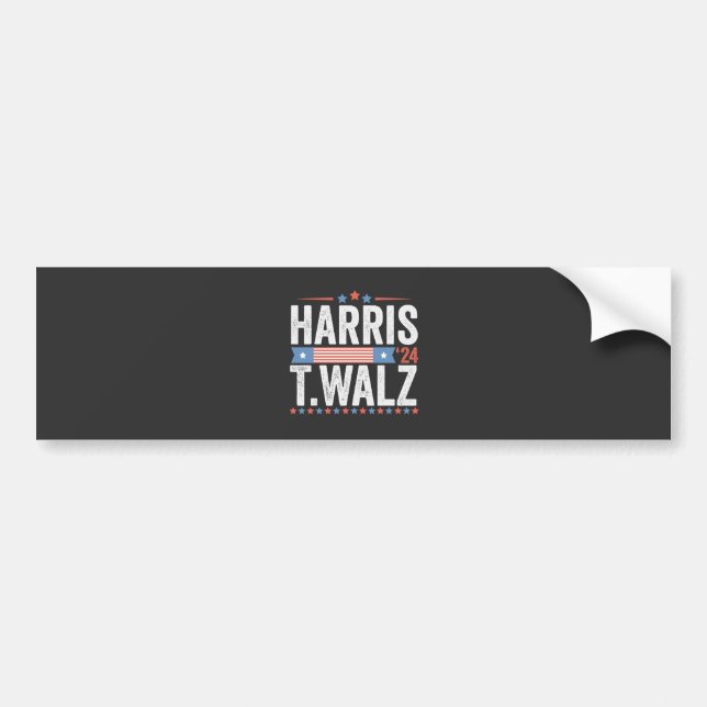 Harris Walz 2024 Election Kamala Tim Waltz Bumper Sticker (Front)
