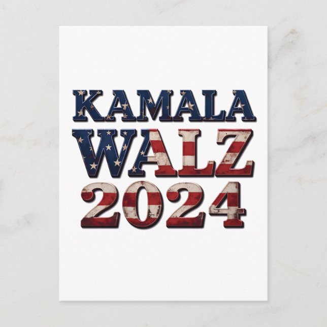 Harris Walz 2024 Election Kamala Tim Waltz  Holiday Postcard (Front)