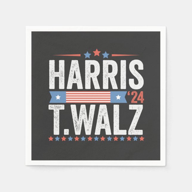 Harris Walz 2024 Election Kamala Tim Waltz Napkin (Front)