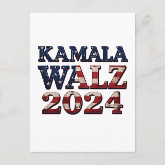Harris Walz 2024 Election Kamala Tim Waltz  Postcard (Front)