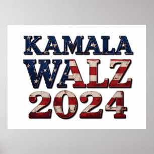 Harris Walz 2024 Election Kamala Tim Waltz  Poster