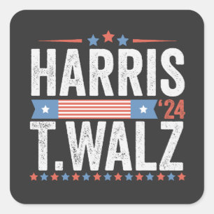 Harris Walz 2024 Election Kamala Tim Waltz Square Sticker