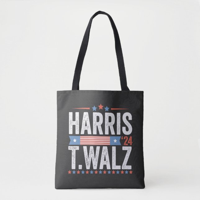 Harris Walz 2024 Election Kamala Tim Waltz Tote Bag (Front)