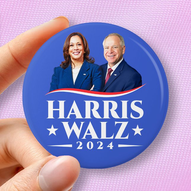 Harris Walz 2024 election photo campaign  7.5 Cm Round Badge (Creator Uploaded)